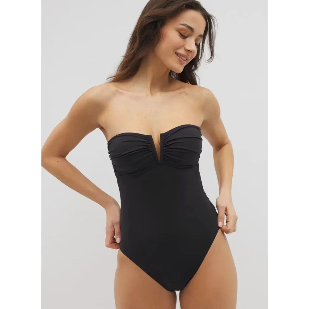 NWT BLEU ROD BEATTIE LA COTE DAZUR BANDEAU MACRAME V-WIRE ONE PIECE SWIMSUIT 12